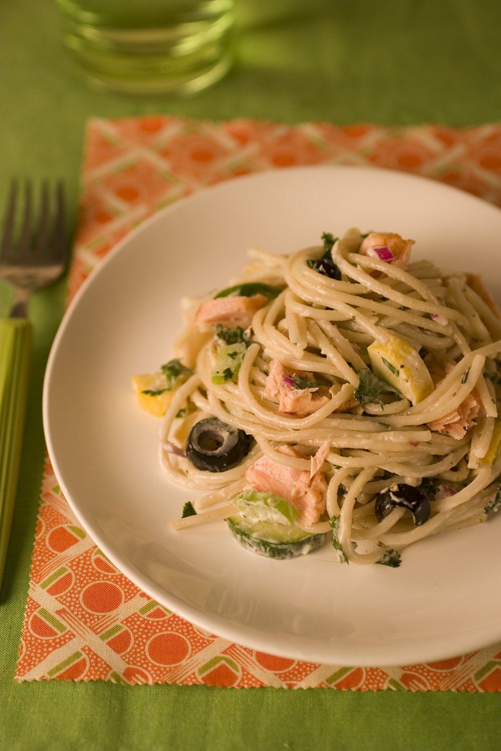 Salmon Pasta Salad with Zucchini and Artichoke Hearts Recipe - Easy Kitchen