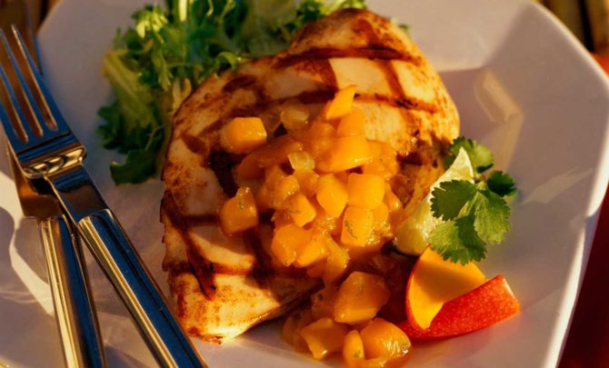 grilled chicken with mango chutney