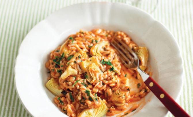 tomato-artichoke-risotto-pressure-cooker-cookbook-recipe-quick-easy-side-dinner-health-spry