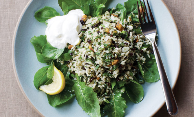 brown-rice-grape-leaf-salad-dinner-cookbook-diet-nutrition-health-food-spry