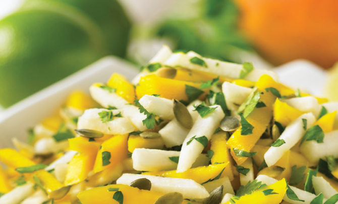 eat-raw-eat-well-cookbook-mango-jicama-pumpkin-herb-salad-health-recipe-diet-nutrition-spry