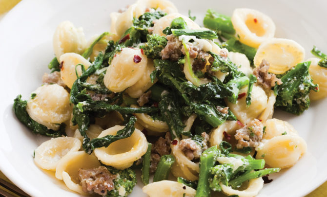 Orrechiette with Broccoli Rabe, Ricotta, and Sausage