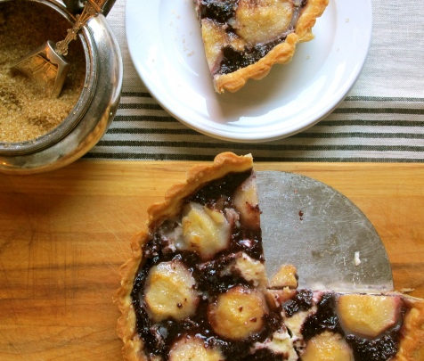 Seckel Pear Tart with Cardamon Blueberry Butter