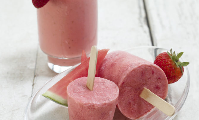 Watermelon Strawberry Shake and Popsicles