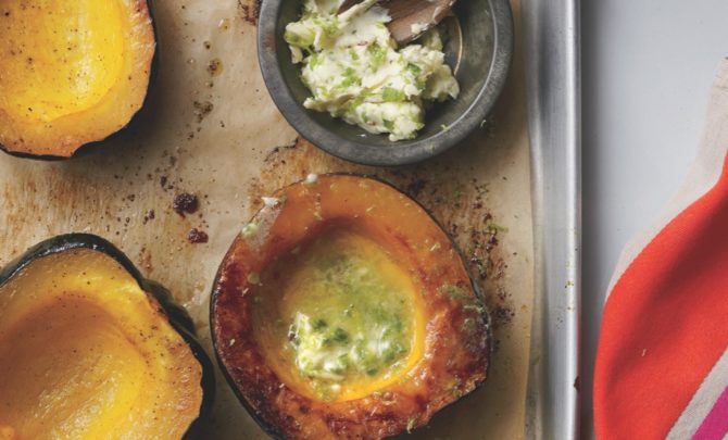 Roasted Acorn Squash with Jalapeno-Lime Butter