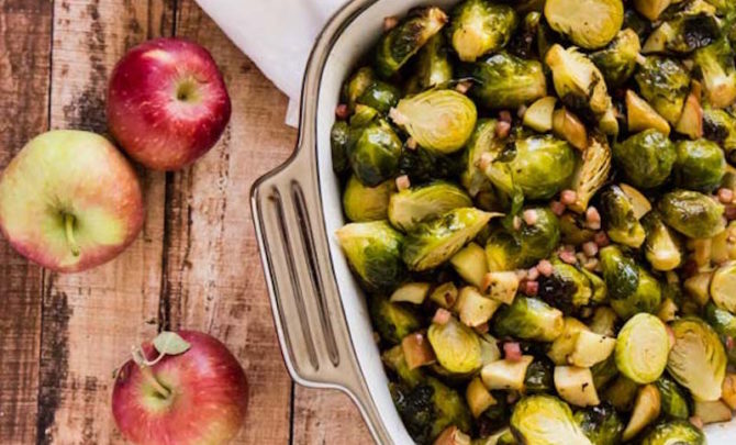 Roasted Brussel Sprouts with Apples and Pancetta